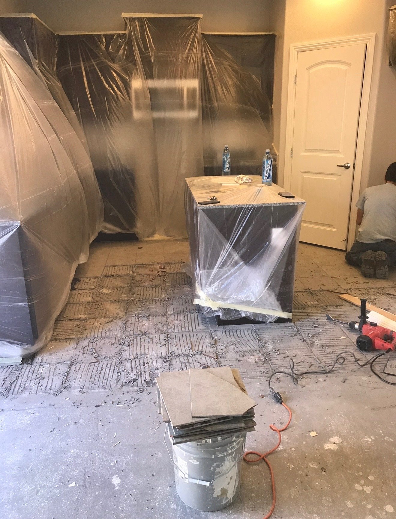Kitchen demolition with floor removal